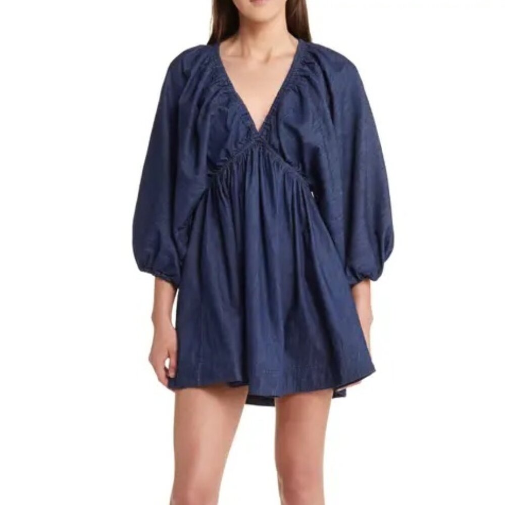 Free People Portia Denim Mini Dress SZ Small